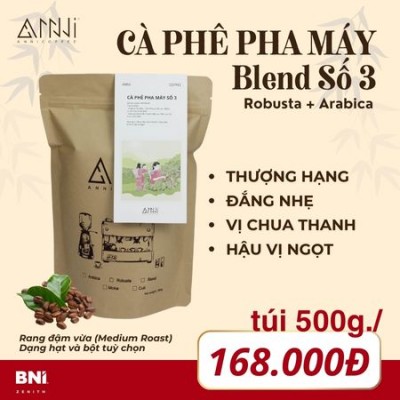 Cà phê pha máy số 3 Anni Coffee - đắng nhẹ nhàng, hài hòa, xen kẽ giữa 1 chút chua nhẹ và 1 chút ngọt