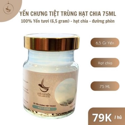 Yến chưng tiệt trùng hạt chia 75ML (6,5 gram Yến tươi)